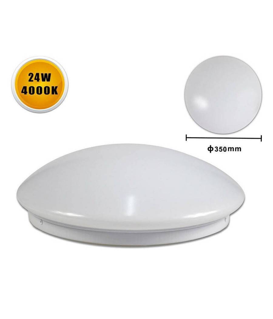 Plafoniera Bianca Da Soffitto 24 Watt 48 Led Large Luce 3000k 4000k 6500k C-0 - -Bianco Freddo --1
