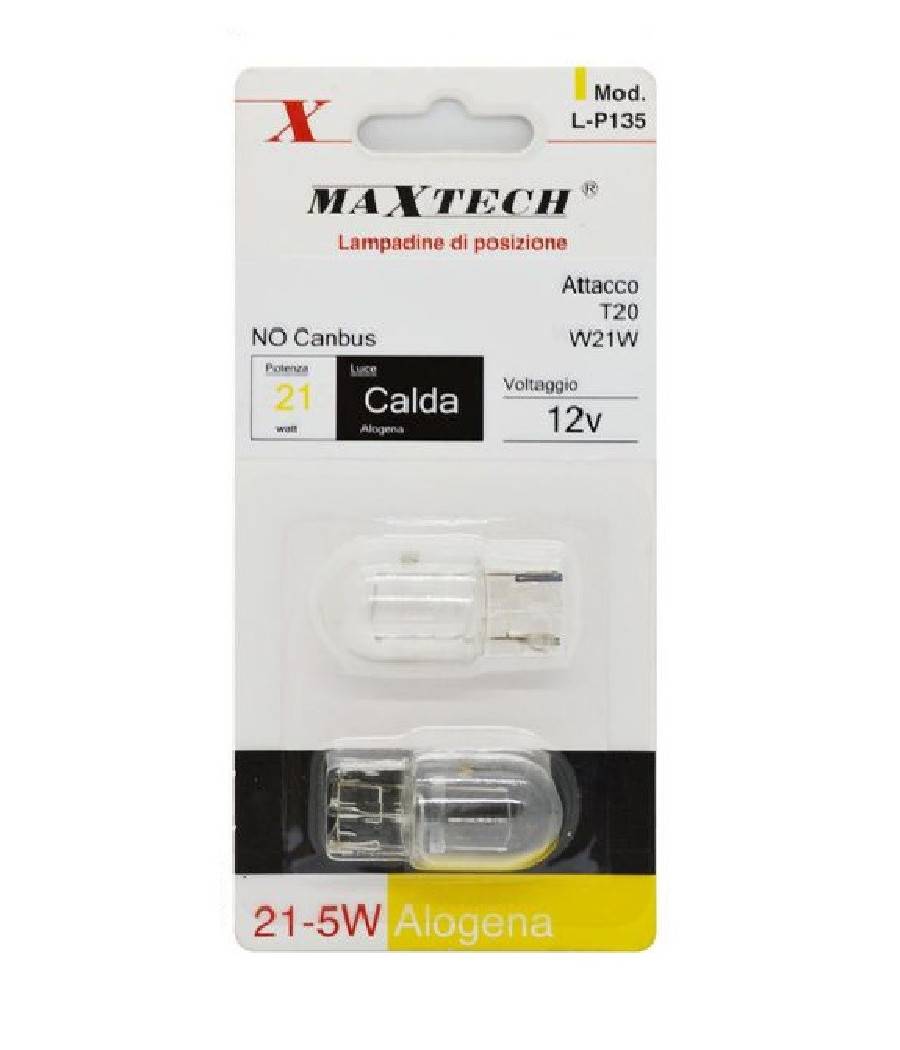 Lampadine Di Posizione Auto T20/w21w 12v 21w Luce Calda Alogena No Canbus L-p135 --2
