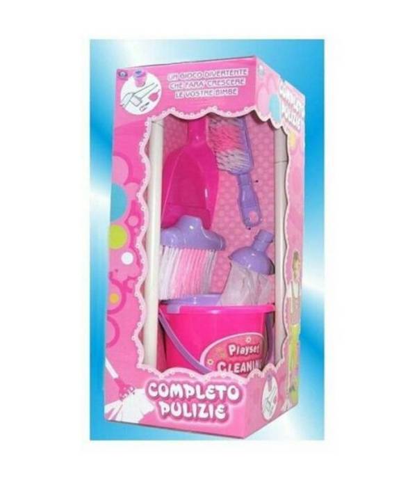 Completo Pulizie Scopa Paletta Secchio Accessori Giocattolo Gioco Bambina -