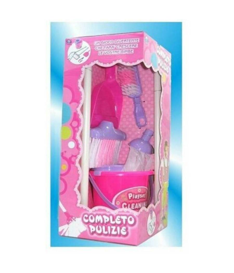 Completo Pulizie Scopa Paletta Secchio Accessori Giocattolo Gioco Bambina --0