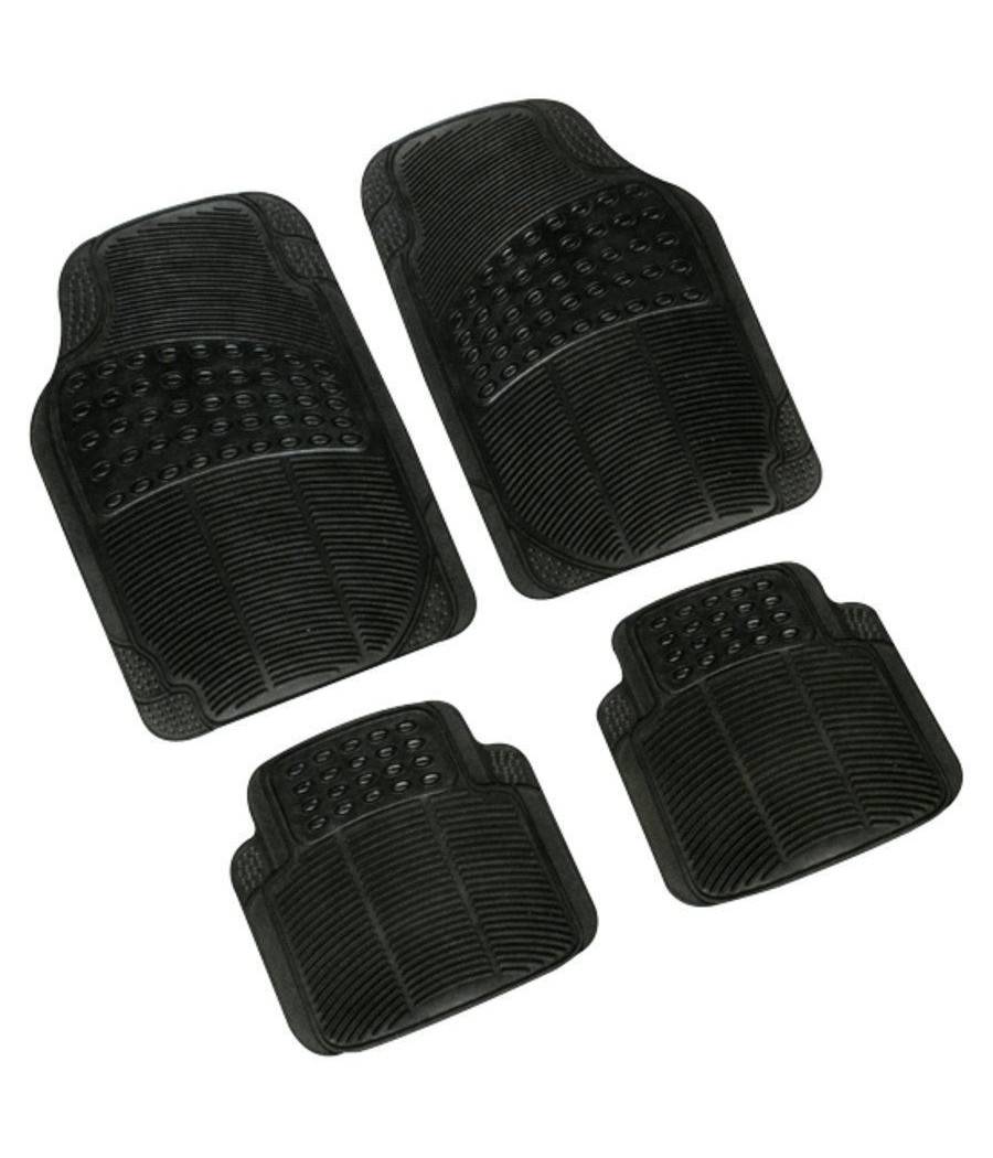 Set 4 Pezzi Tappeti Per Auto Tappetini Universali In Gomma Sintetica Pvc Nero --0