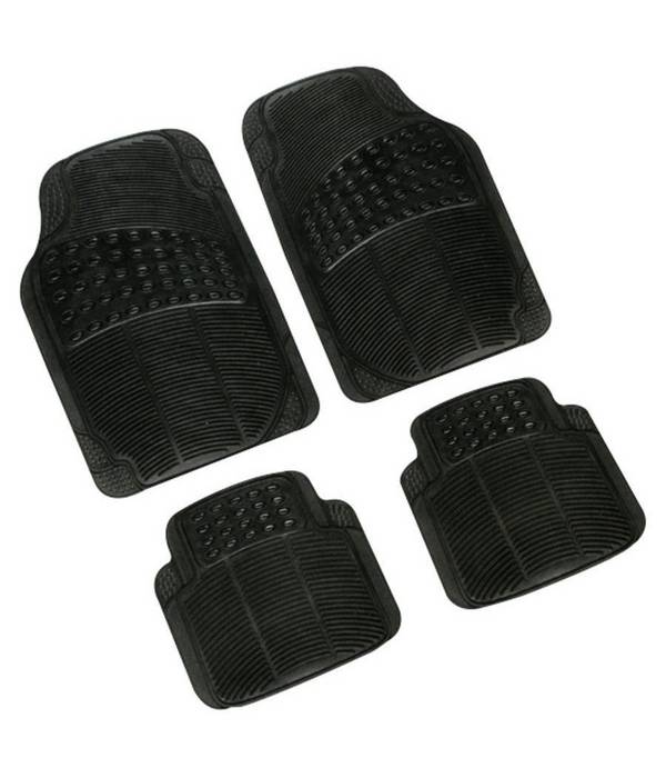 Set 4 Pezzi Tappeti Per Auto Tappetini Universali In Gomma Sintetica Pvc Nero -