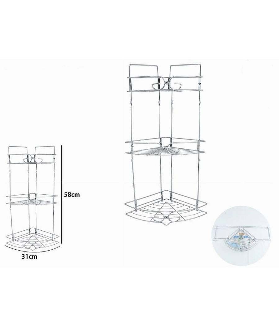 Mensola Angolare Per Bagno Angoliera Doccia A 3 Livelli Ripiani In Metallo 52720 --1