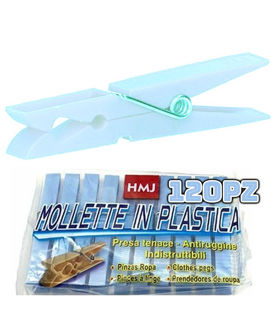 Set 120 Pezzi Mollette Pinze Bucato Panni Plastica Extraforte Azzurre Biancheria --0