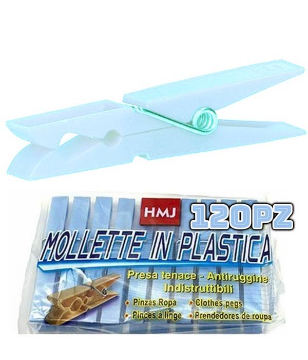 Set 120 Pezzi Mollette Pinze Bucato Panni Plastica Extraforte Azzurre Biancheria -
