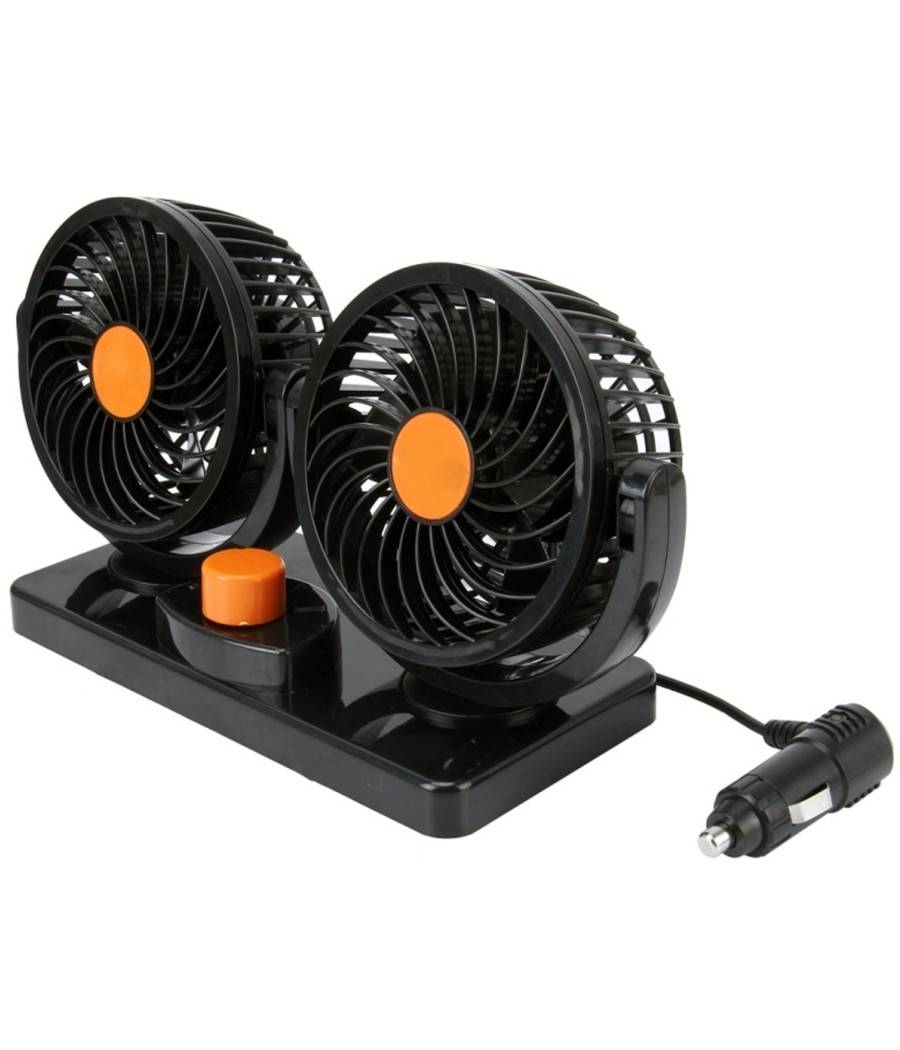 Ventilatore Per Auto Portatile Con Base Doppia Velocità' Rotazione 12v --0