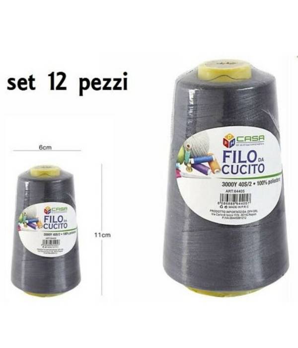 Set 12 Pz Filati A Cono Filo Poliestere Cucito 3000y 40s/2 Grigio Cotone -19 -
