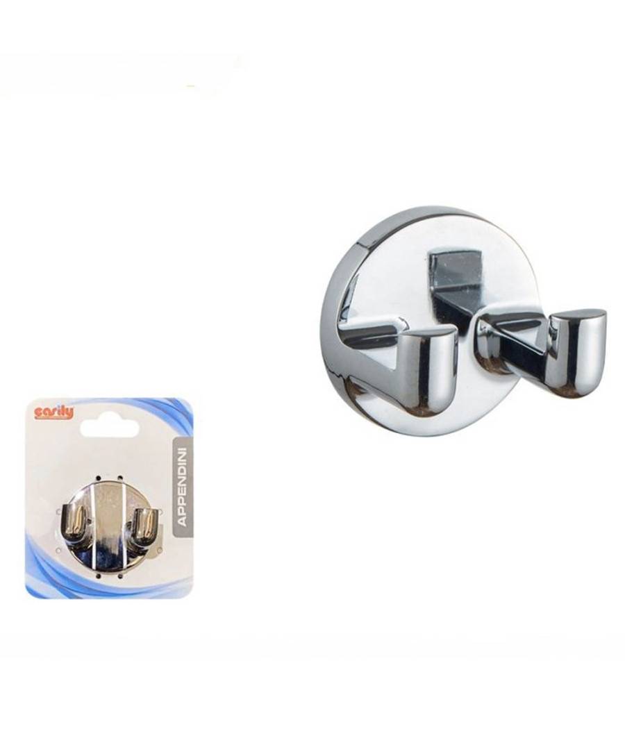 Appendino Gancio Doppio Appendi Porta Asciugamani Accappatoi Cromato Bagno 79802 --1