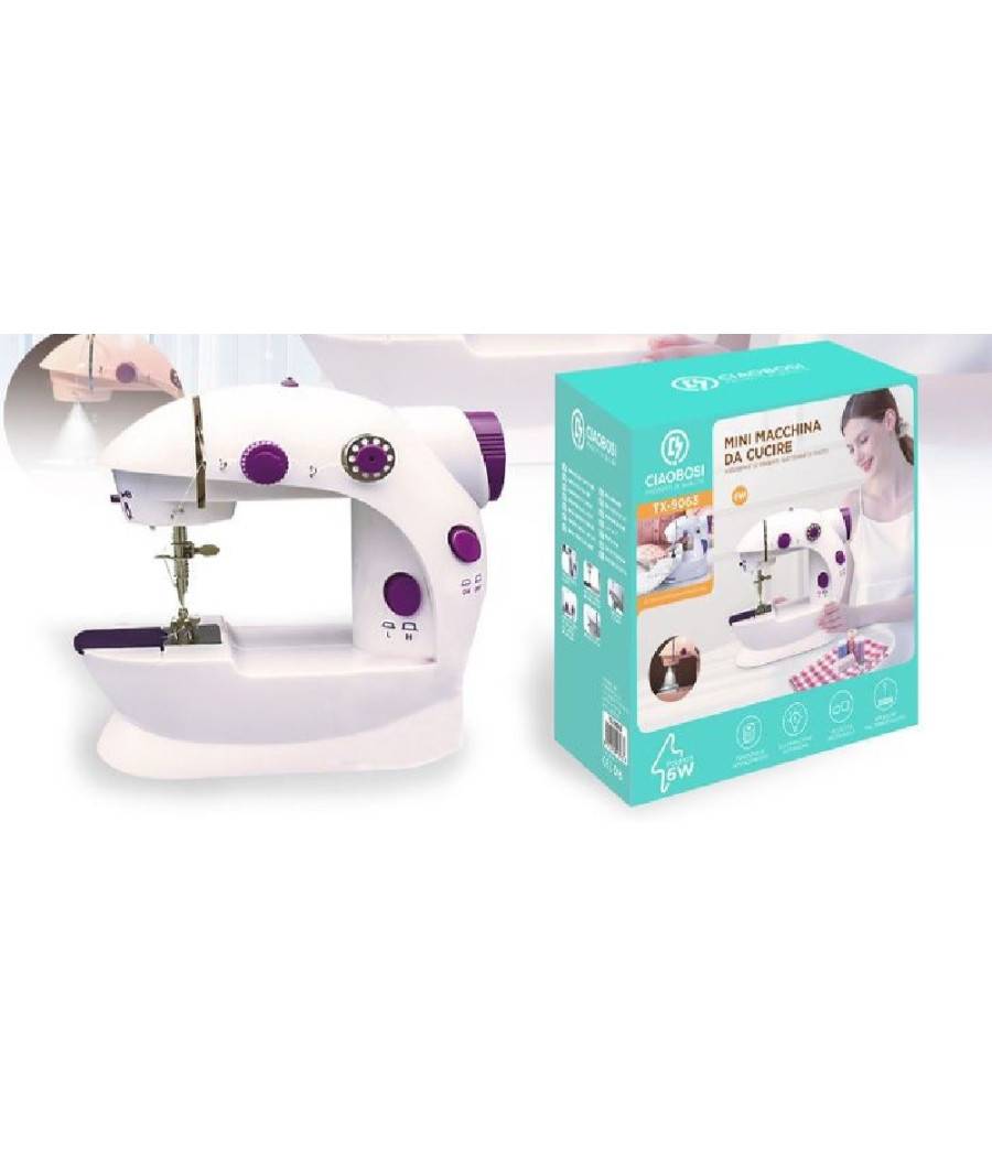 Mini Macchina Da Cucire Portatile Cucito 6 Watt Tx-9063 Elettrica Con 2 Velocità --3