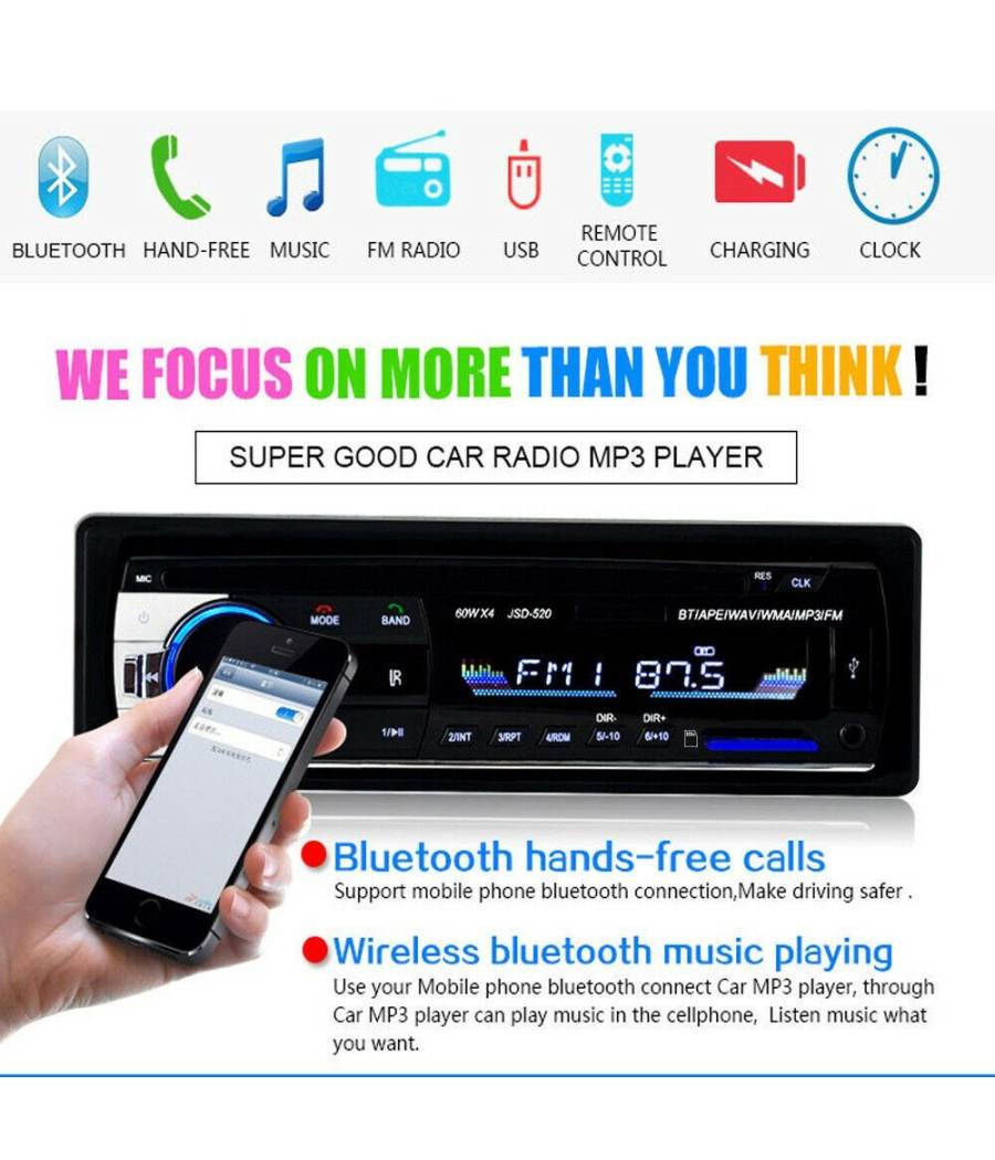 Autoradio Lettore Mp3 Ca001b Sistema Audio Auto Universale 1 Din Bluetooth Aux --1