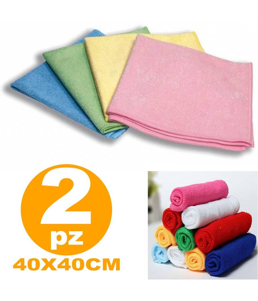 2 Panni Panno In Microfibra Super Assorbente Multiuso Non Graffia Lucida Pulizia --1
