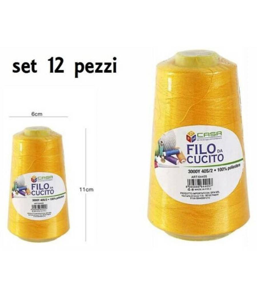 Set 12 Pz Filati A Cono Filo Poliestere Cucito 3000y 40s/2 Ocra Gomitolo Cotone --0