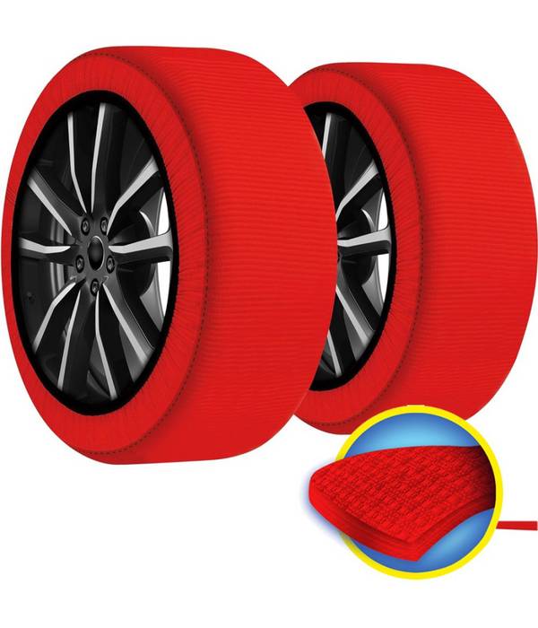 Set 2 Calze Da Neve Catene Per Auto Omologate In Tessuto 3d Per Grande Aderenza -    XXL