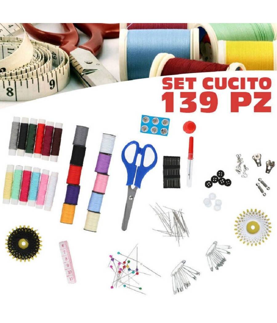 Set Per Cucito 139pz Accessori Sartoria Set Da Viaggio Kit Emergenza Per Cucire --0