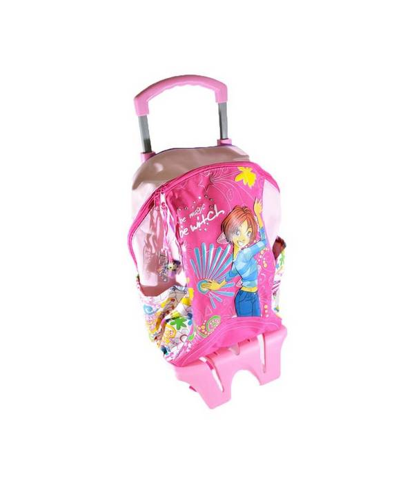 Zaino Trolley Big Witch Rosa E Fucsia Schienale Imbottito Con Manico Estraibile -