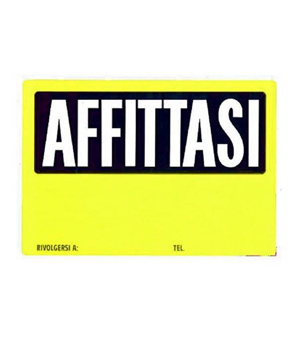 Cartello Affittasi Plastificato Con Scritta 30 X 20 Cm Segnaletico -