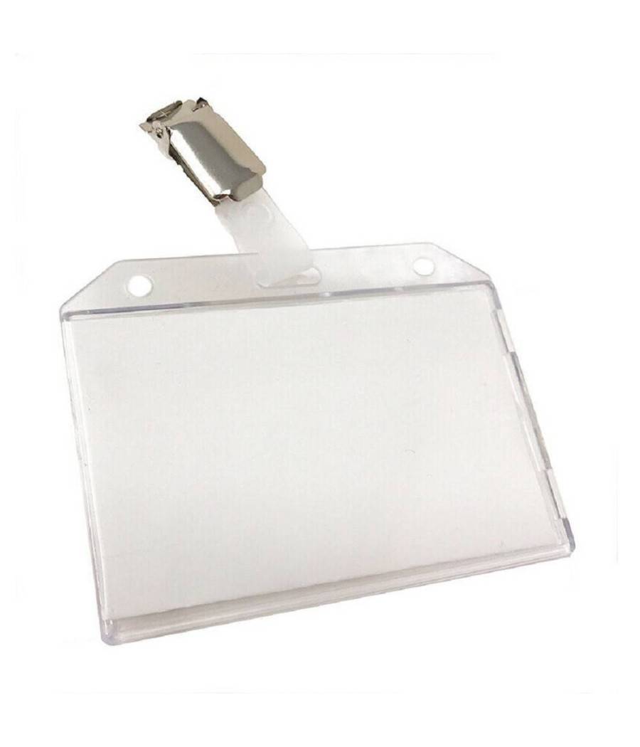 12 Porta Badge In Plastica Rigida Trasparente Con Clip Portabiglietti 90x55 Mm --0