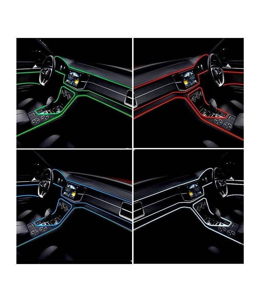 Striscia Strip Led Per Interni Auto A 12v Fibra Ottica Luce Decorativa Atmosfera - Blu -5 mt --0