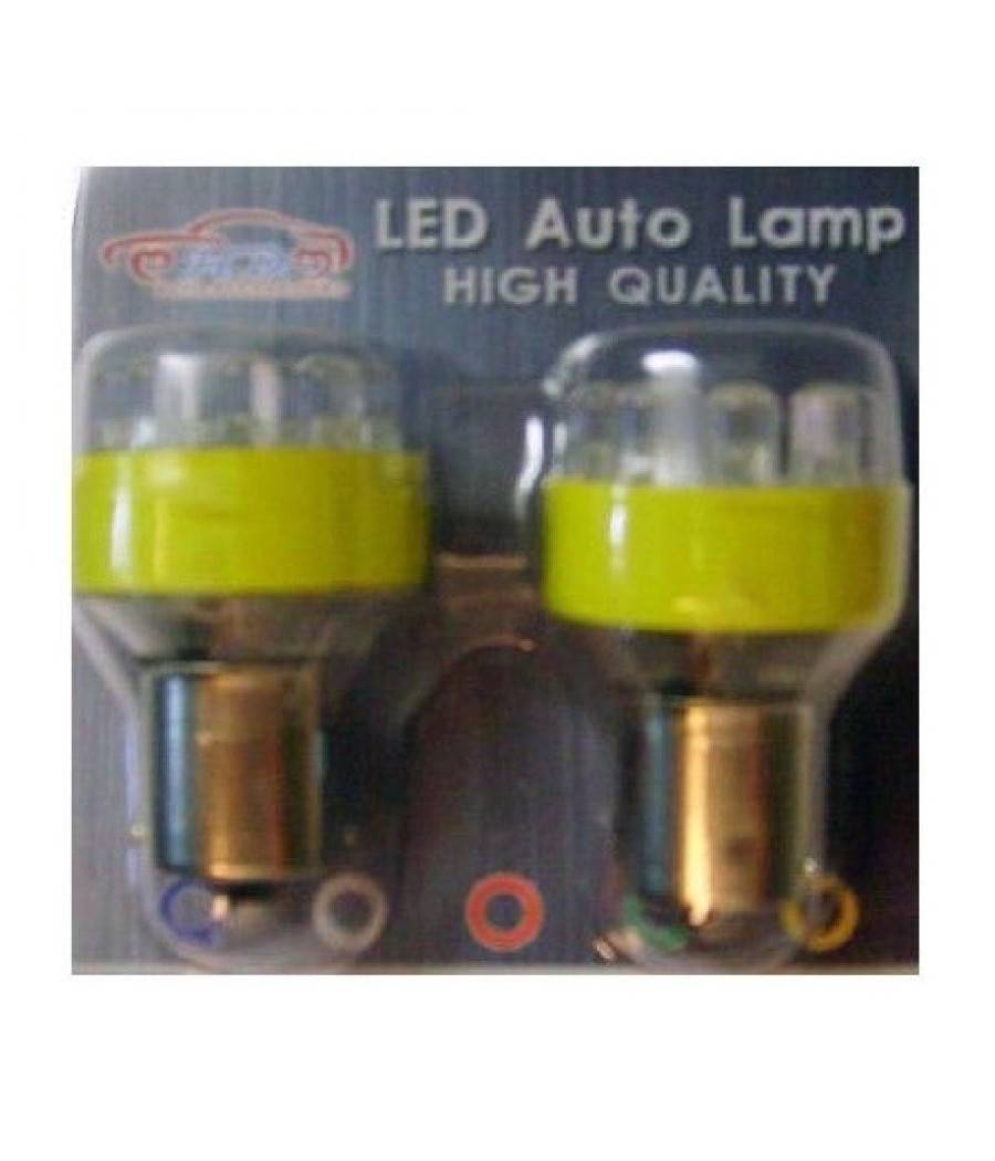 Coppia Di Lampadine Gialle A Bulbi 12 Led Per Auto 12volt S25 Luce Gialla --1