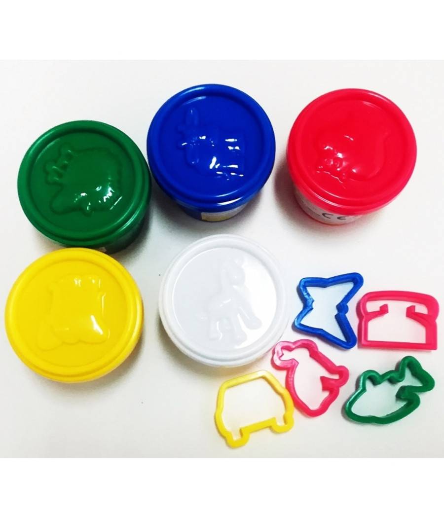 Set 5 Barattoli Di Pasta Plastilina 5 Formine Plastichina Modellante Portatile --0
