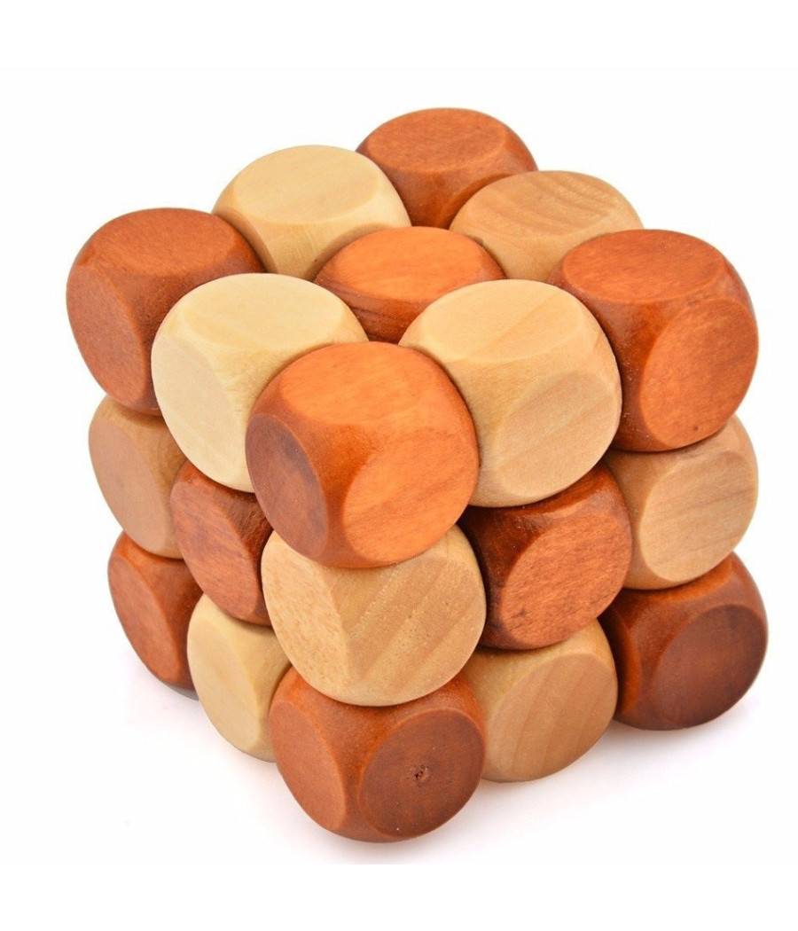 Gioco Puzzle Legno Cubo Rompicapo Antistress Giocattolo Educativo Bambini --0