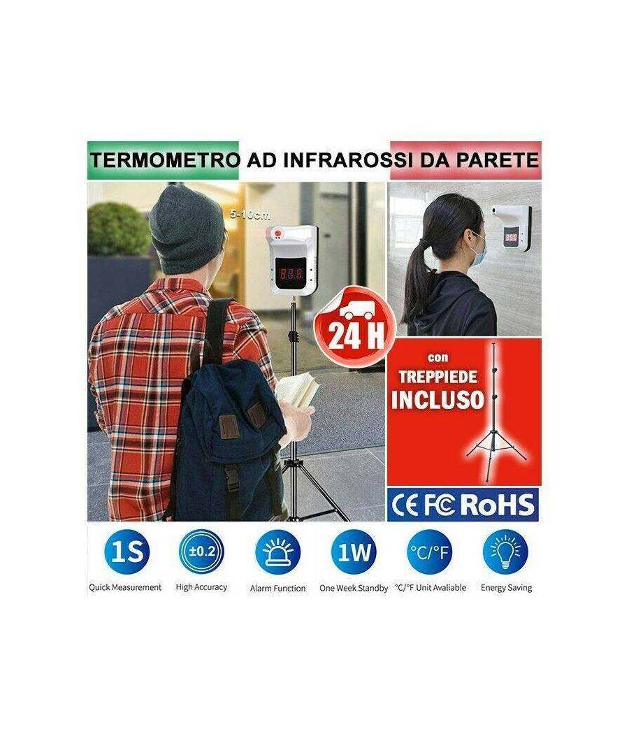 Termoscanner Ir Infrarossi Termometro Digitale Autonomo Da Parete Muro Febbre --1