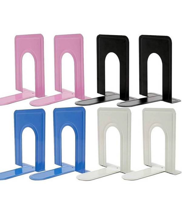 Set 2 Pz Fermalibri In Metallo Antiscivolo Organizer Da Scrivania Supporto Libri -