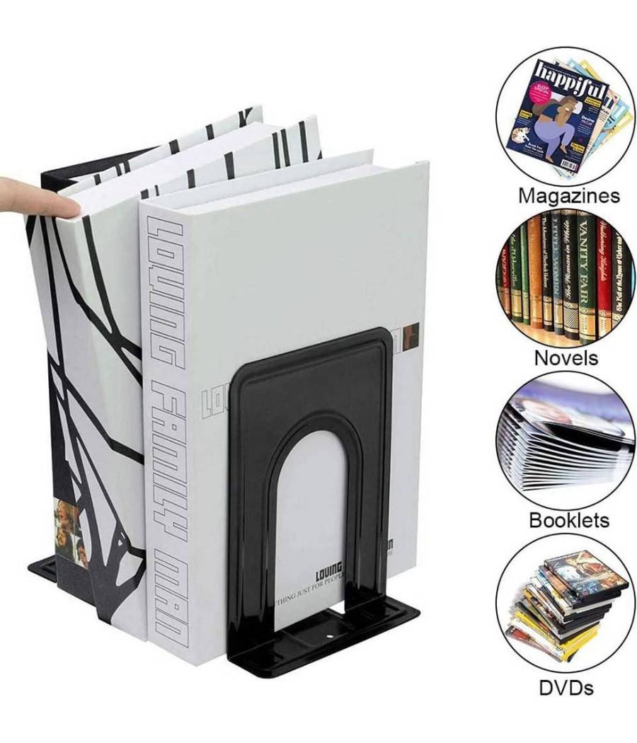Set 2 Pz Fermalibri In Metallo Antiscivolo Organizer Da Scrivania Supporto Libri --3