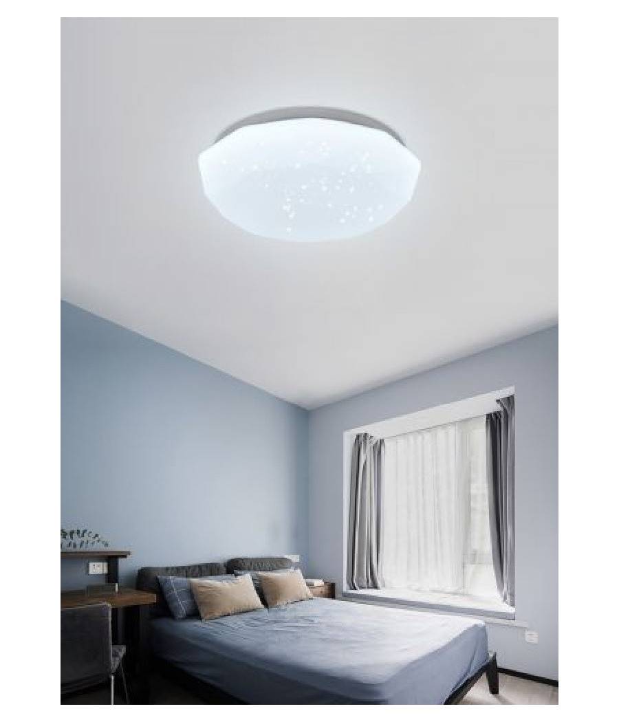 Plafoniera Soffitto 36 W Bianca Lavorata Puntini Luce 6500k 3000k 4000k C02-36 - -Bianco Freddo --0