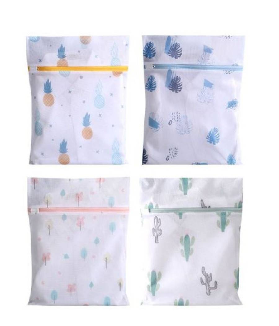 Set 2pz Sacchetto Lavaggio Rete Con Cerniera Biancheria 40x50cm A Fantasia 58128 --1