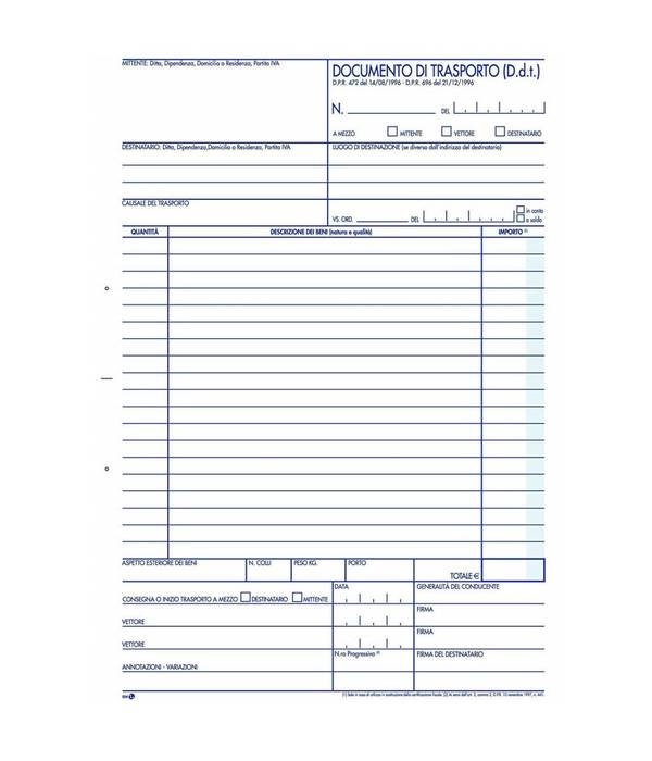 Blocco Documento Di Trasporto D.d.t. 15x2cm Con Copia 25 Fogli Duplice Copia -