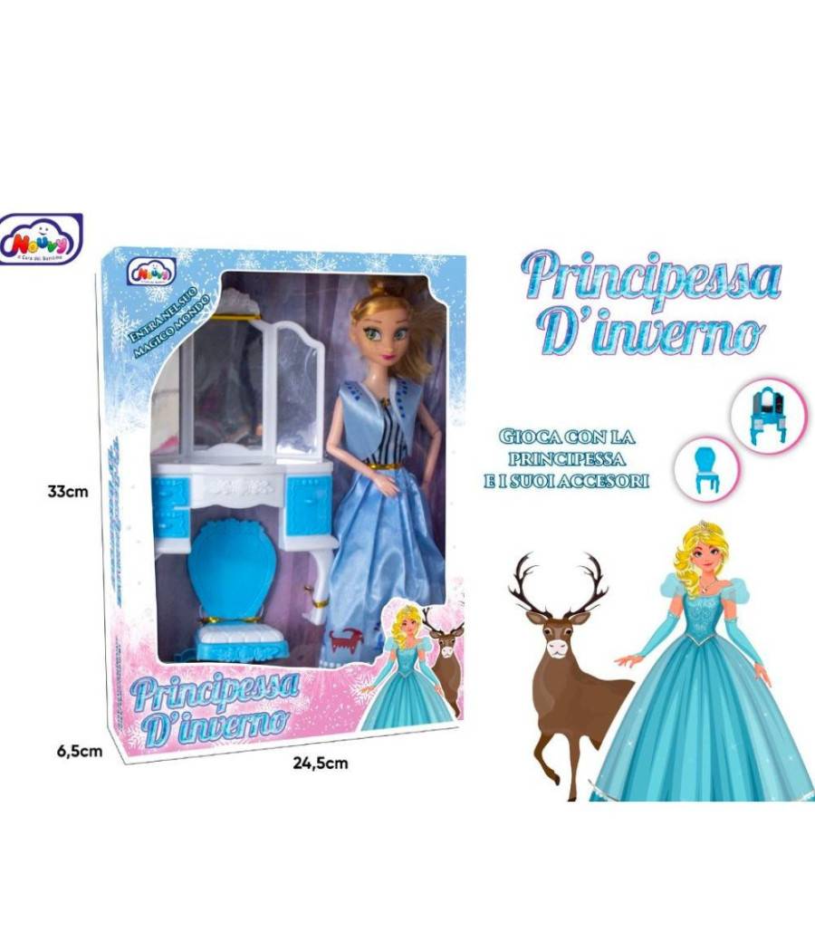 Bambola Principessa D'inverno Magico Mondo Inclusi 2 Accessori Gioco Per Bambine --0