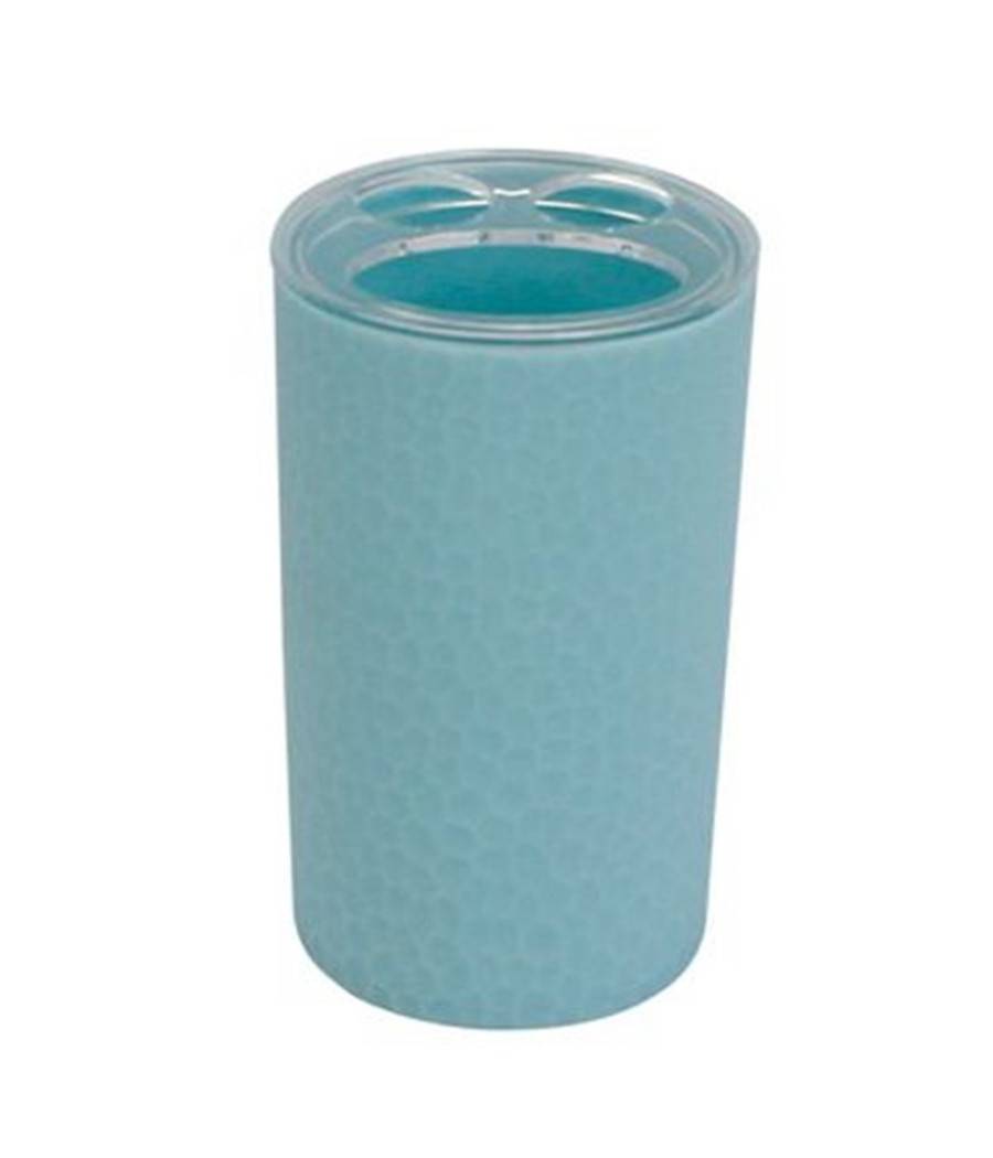 Porta Spazzolini Bicchiere Accessorio Arredo Bagno Azzurro Lavorato 3 Fori 79794 --0