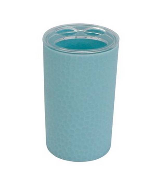 Porta Spazzolini Bicchiere Accessorio Arredo Bagno Azzurro Lavorato 3 Fori 79794 -