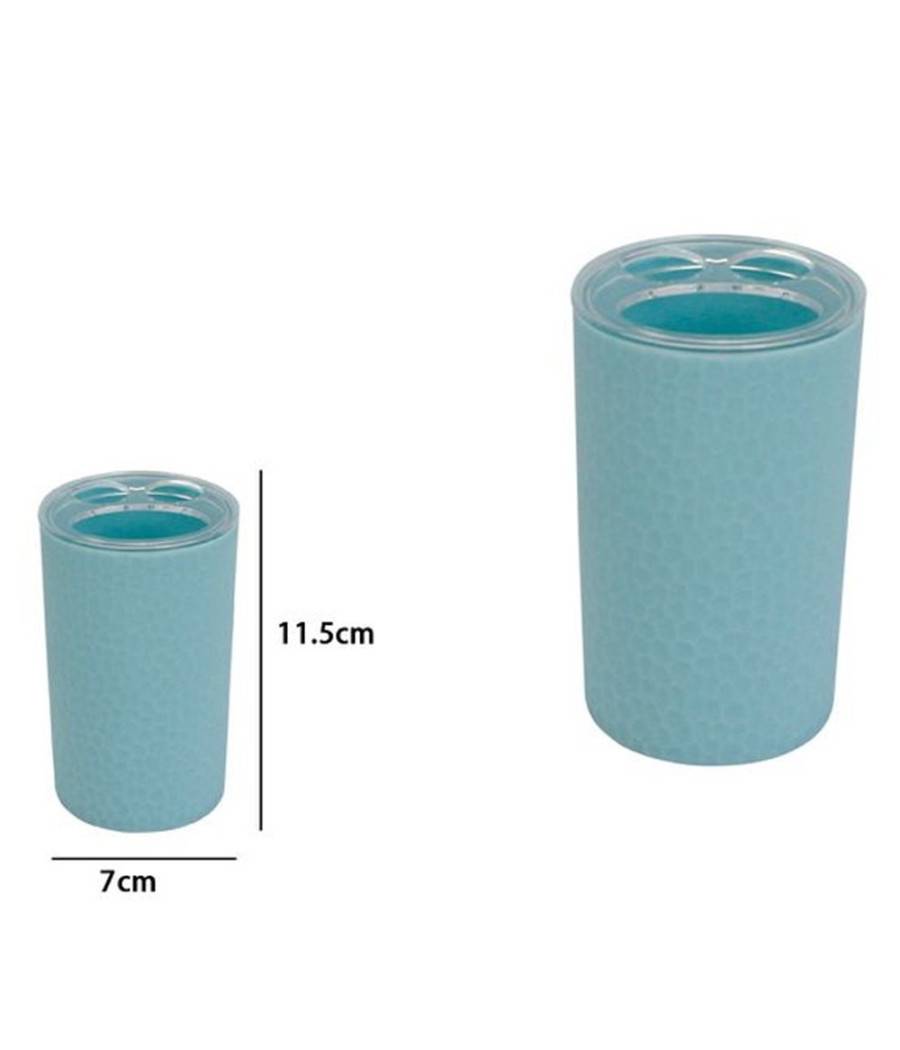Porta Spazzolini Bicchiere Accessorio Arredo Bagno Azzurro Lavorato 3 Fori 79794 --1