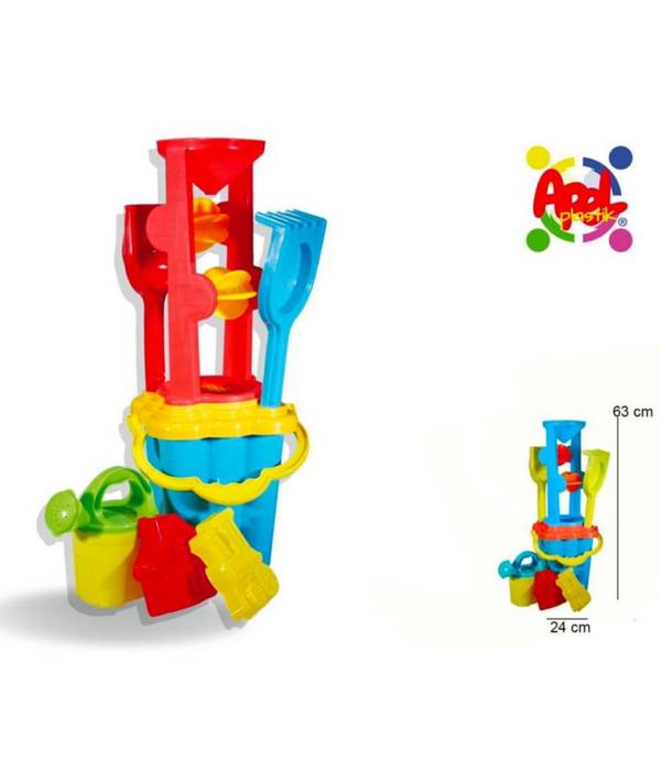 Set Da Spiaggia Con Secchiello Mulino Palette Innaffiatoio Gioco Per Bambini -