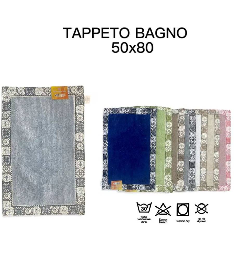Tappeto Tappetino Bagno Assorbente Decorazione Maioliche In Vari Colori 50x80 Cm --2