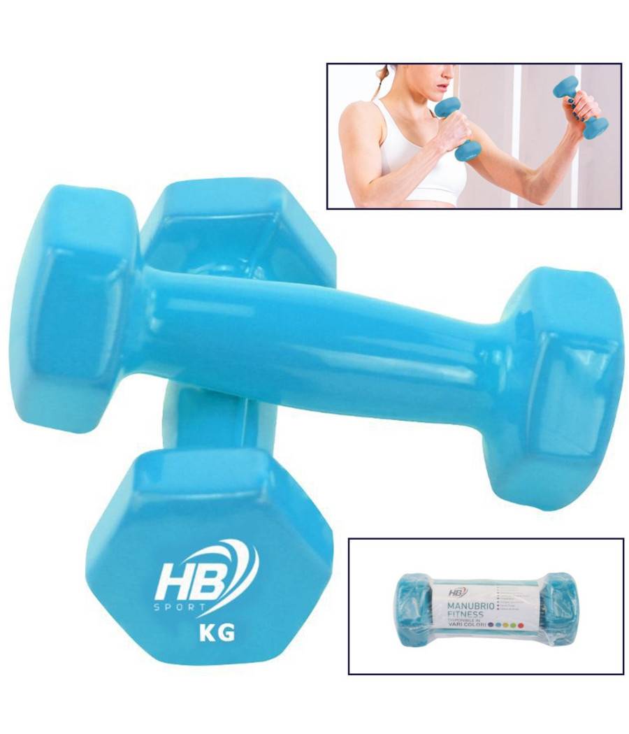Manubrio Singolo Pesi In Vinile Allenamento Esercizi Casa Palestra Workout Fit - Azzurro 2 KG-0