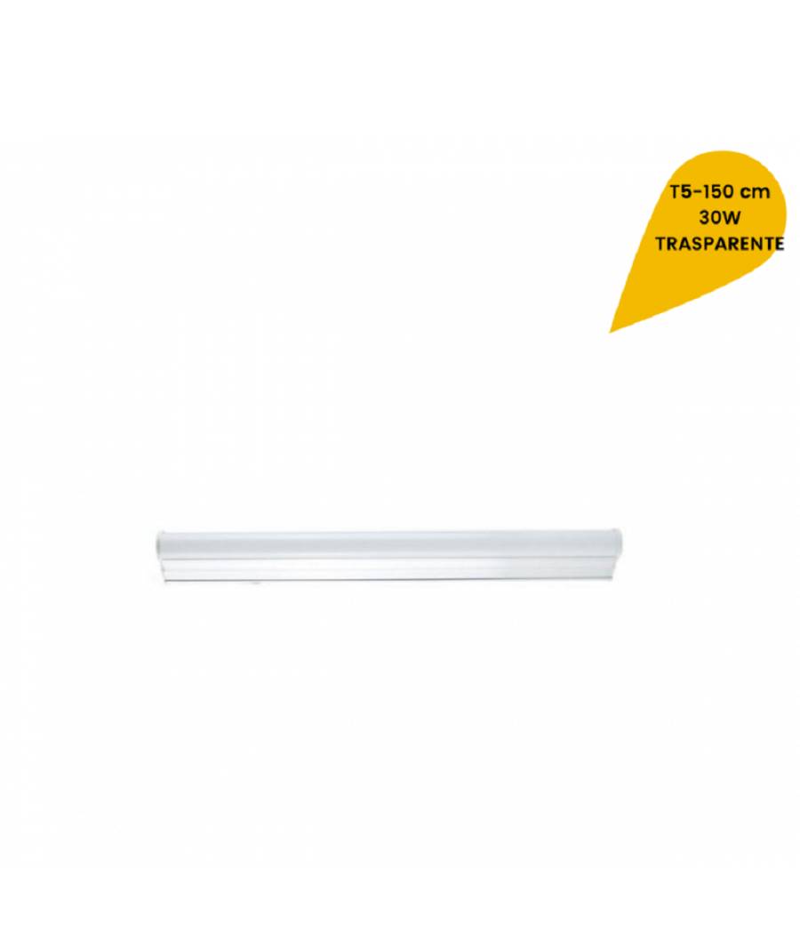 Plafoniera Led Neon T5 Sottopensile Vetro Trasparente 30 Watt 150 Cm - -Bianco Freddo --0