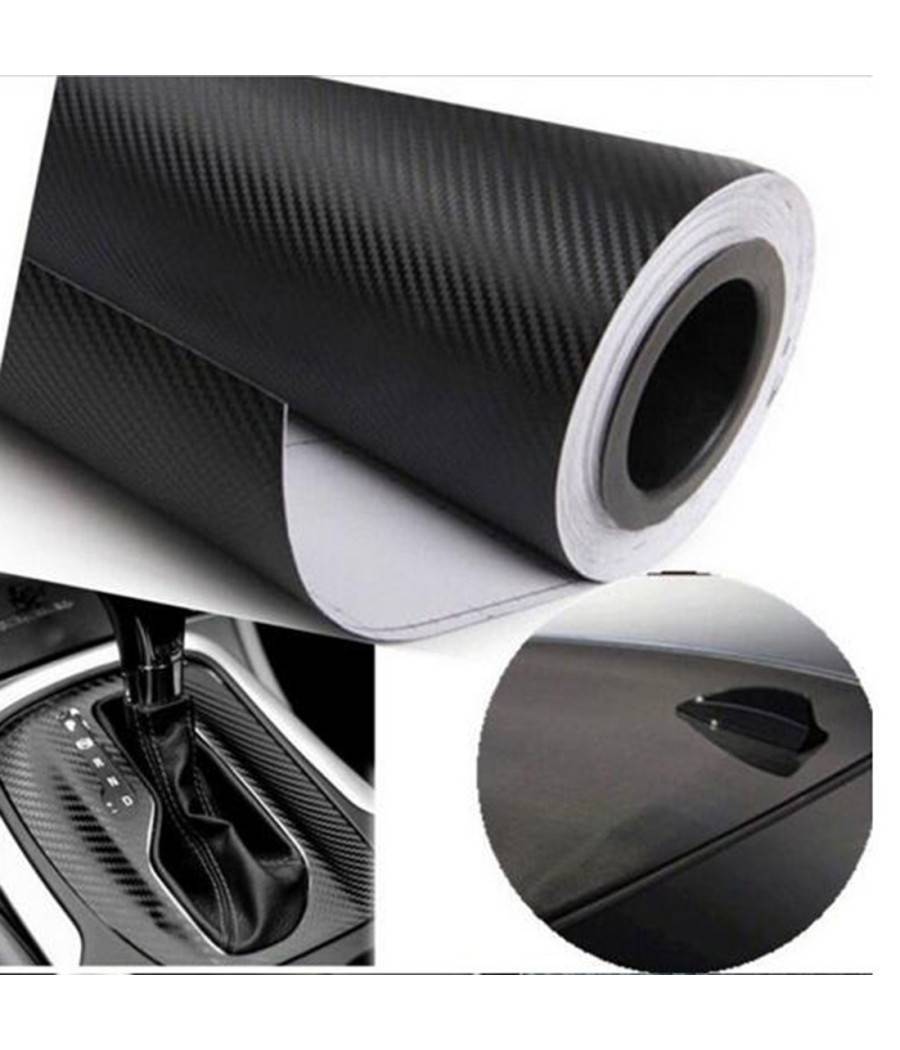 Pellicola Adesiva In Carbonio 3d Antigraffi Adesivo Car Wrapping Auto Moto - Nero -75X200 cm --0