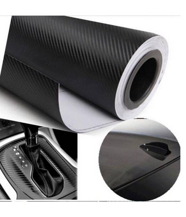 Pellicola Adesiva In Carbonio 3d Antigraffi Adesivo Car Wrapping Auto Moto - Nero   -75X200 cm   -