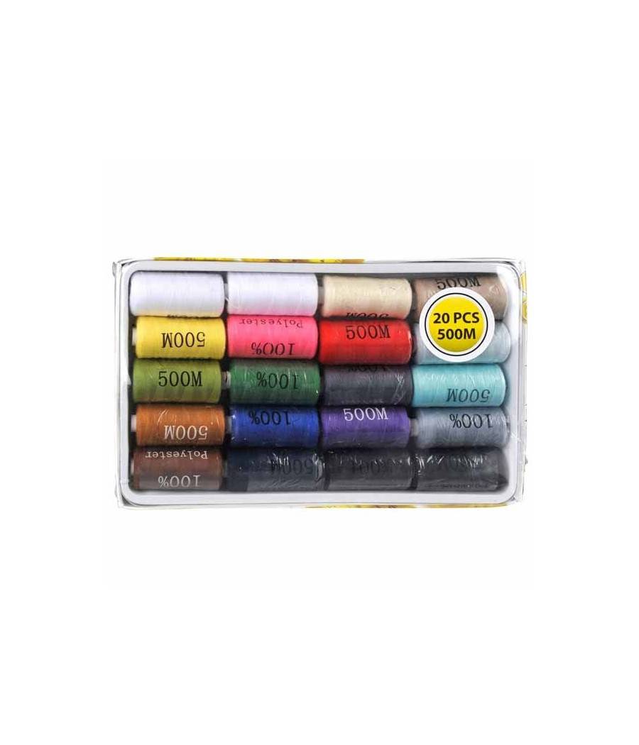 Rocchetti Cucito Cucire Set 20 Pezzi 500 Metri Poliestere Kit Riparazione Filo --1