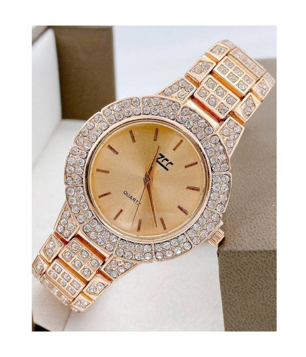 Orologio Polso Zcc Donna Quarzo Acciaio Moda Brillantinato Rosa Quadrante Rosa -