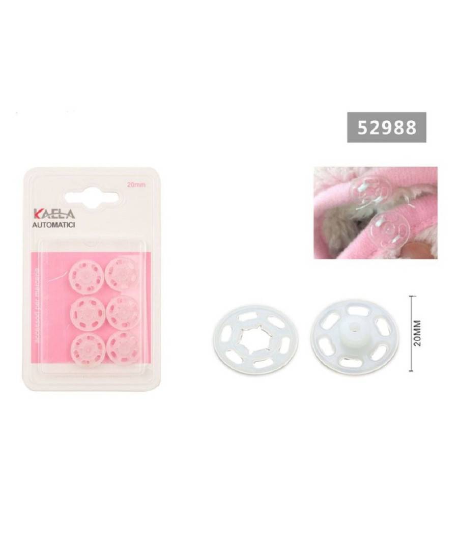 Set 6 Paia Di Bottoni Automatici A Pressione In Plastica ø20mm Per Cucito 52988 --0