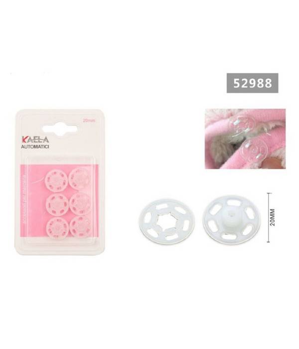 Set 6 Paia Di Bottoni Automatici A Pressione In Plastica ø20mm Per Cucito 52988 -