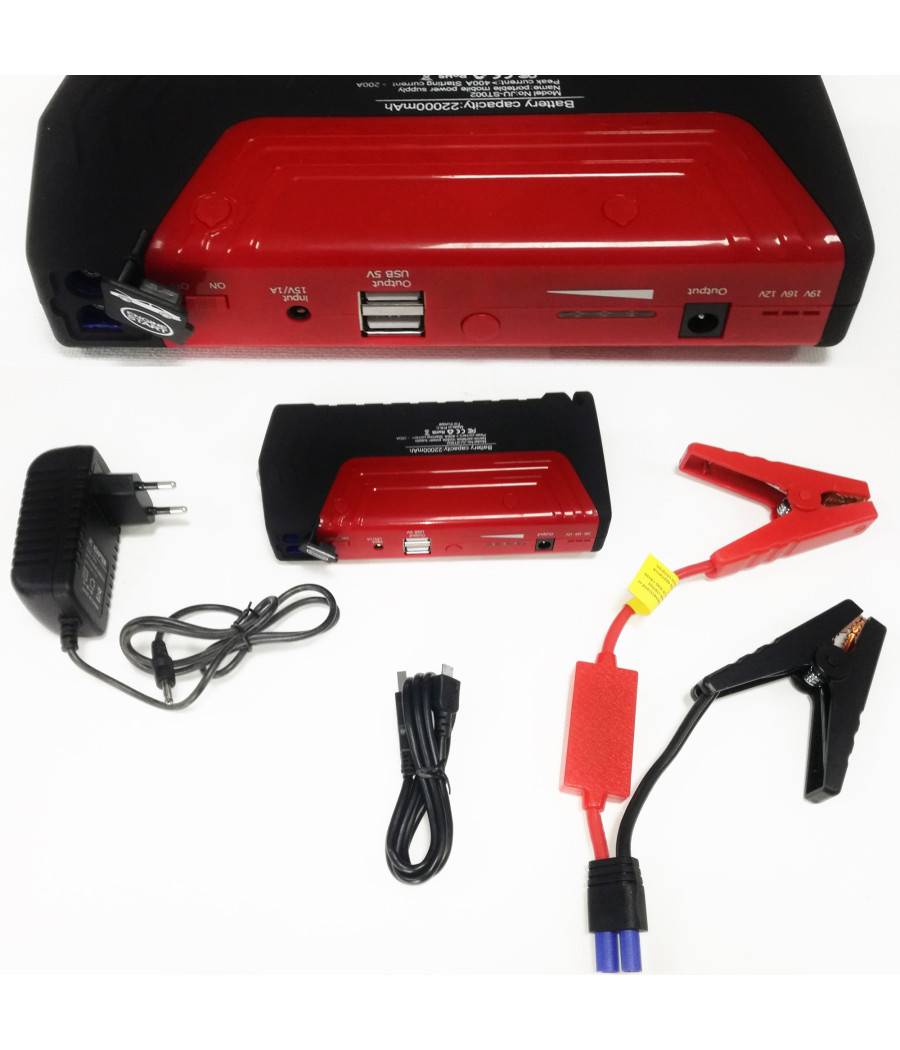Jump Starter Portatile 2200a Avviatore Batteria Auto Moto 12v Caricabatteria Usb --0