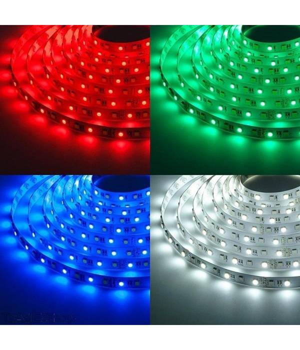 Bobina Striscia Strip Led 5050 Flessibile 5m 300 Led Adesiva Luce Interno Ip 20 - -Bianco Caldo -