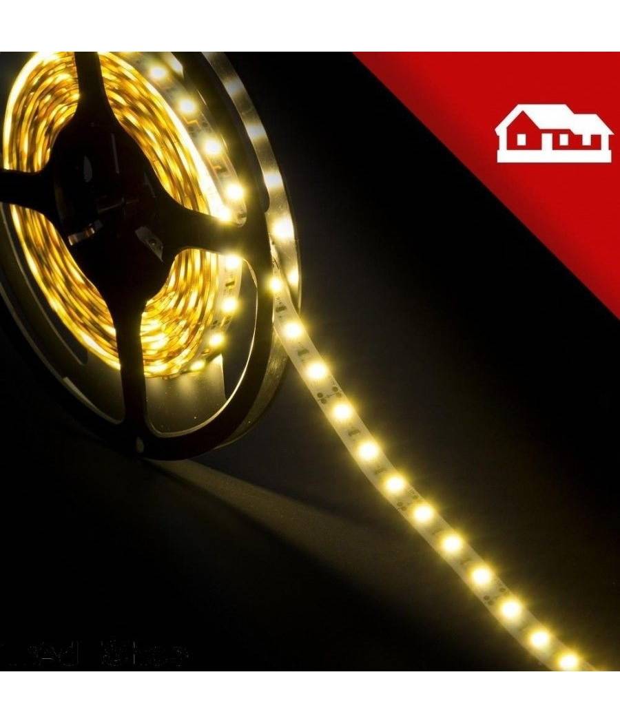 Bobina Striscia Strip Led 5050 Flessibile 5m 300 Led Adesiva Luce Interno Ip 20 - -Bianco Caldo --3