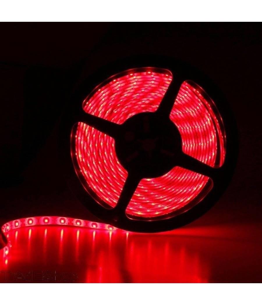 Bobina Striscia Strip Led 5050 Flessibile 5m 300 Led Adesiva Luce Interno Ip 20 - -Bianco Caldo --4