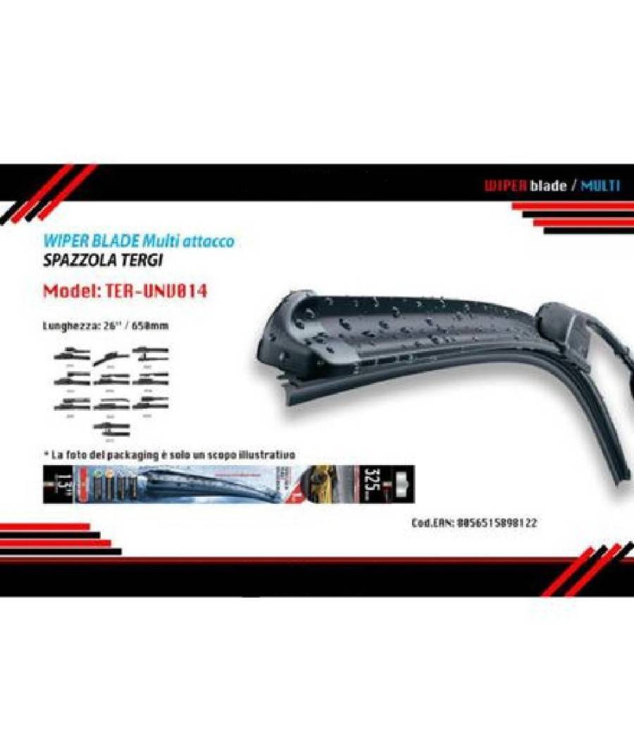 Tergicristallo Spazzola Multiattacco Auto Universale 26"/650mm Ter-unv014 Maxtech --1